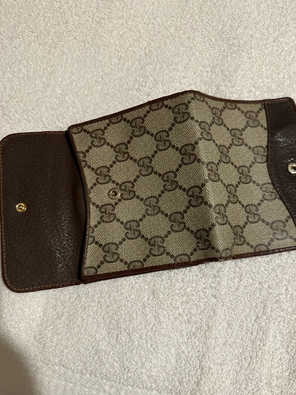 Vintage Gucci GG Supreme Web Stripe Bifold Wallet Brown Beige Monogram Made Ital - Picture 3 of 9